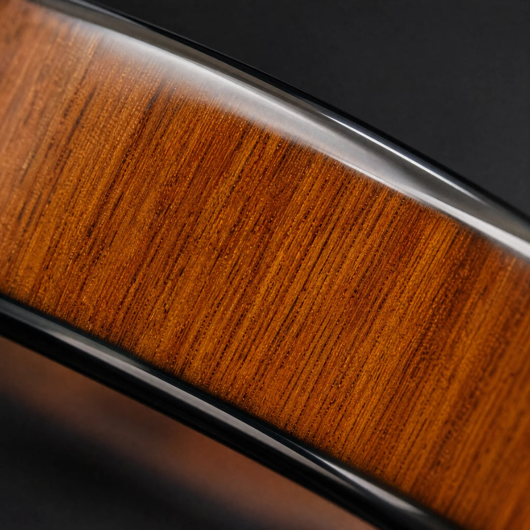 The Palisade black tungsten and wood ring - detail view