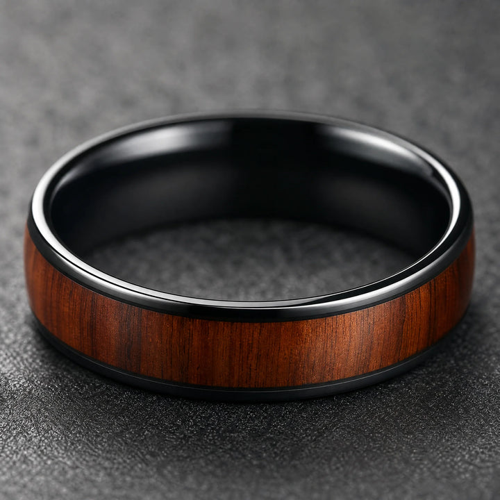 The Palisade black tungsten and wood ring - inner view