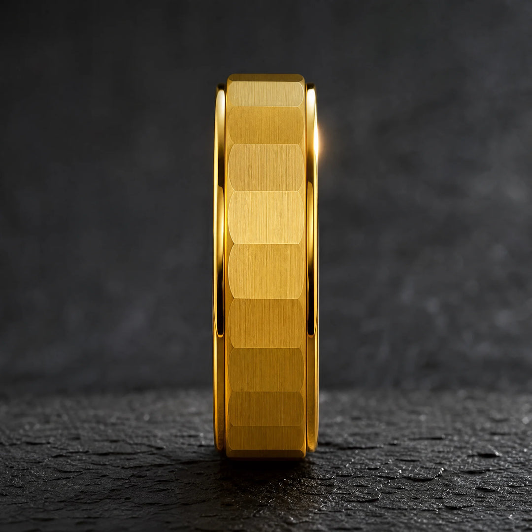 The Phalanx 18K gold tungsten ring - side view