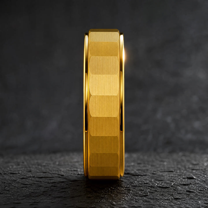 The Phalanx 18K gold tungsten ring - side view