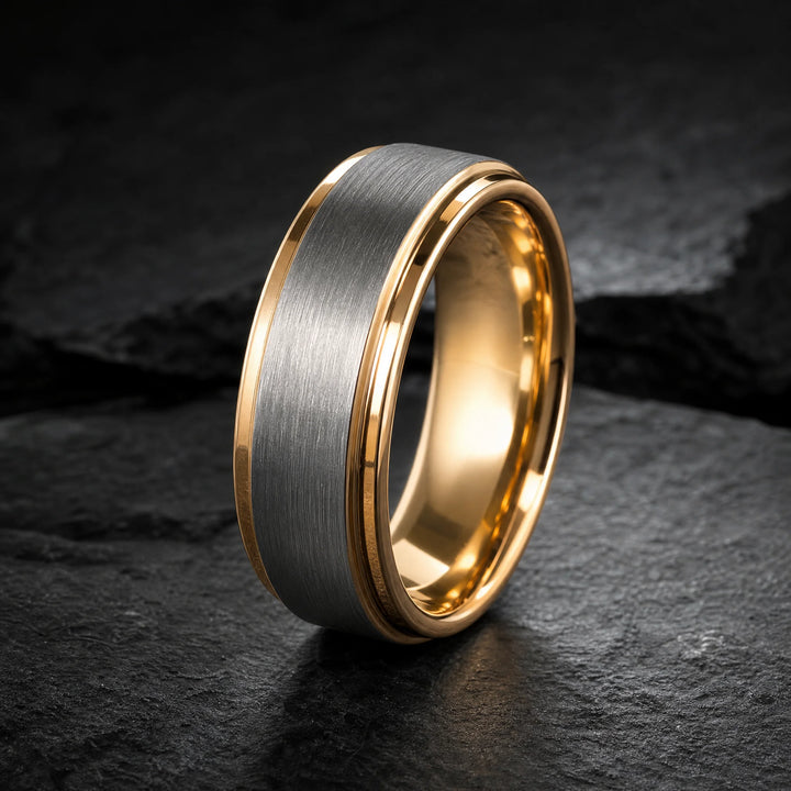 The Praetorian tungsten and gold ring - hero view