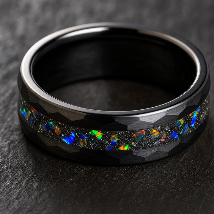 The Relic hammered tungsten and meteorite ring - inner view