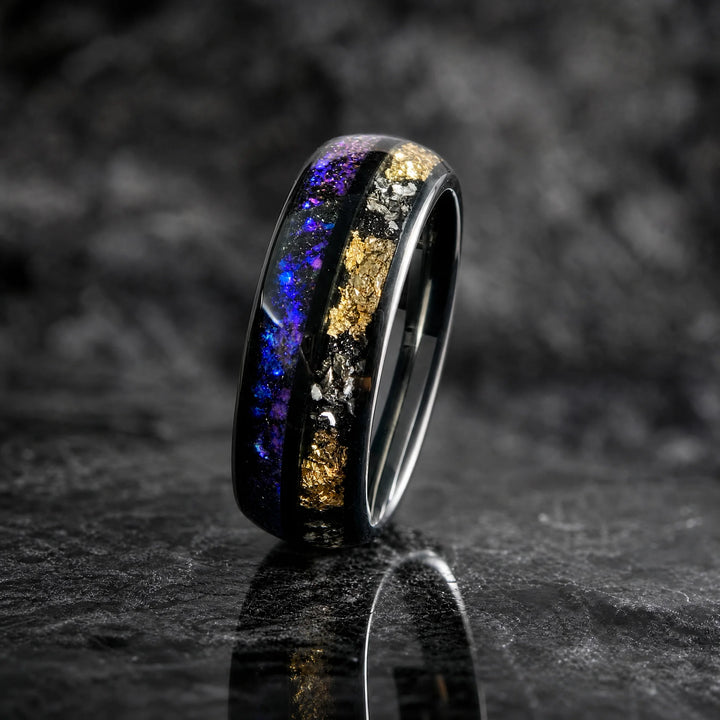 The Reliquary Galaxy Opal, Meteorite and Gold Leaf ring - hero view