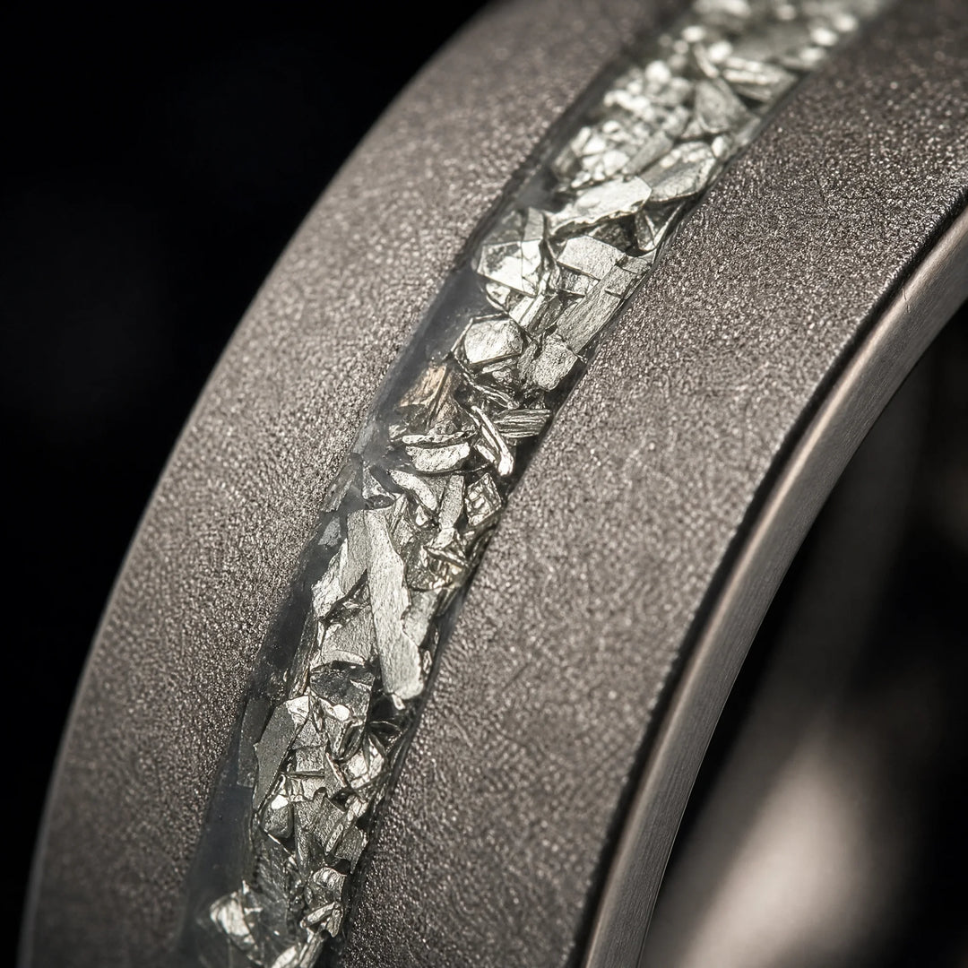 The Remnant meteorite and titanium ring - detail view