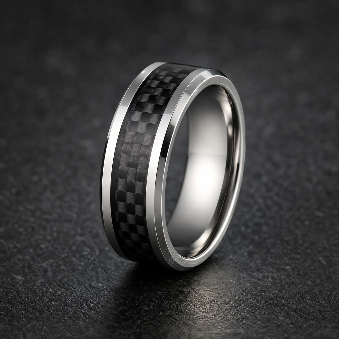 The Stratagem Tungsten and Carbon Fiber ring - hero view