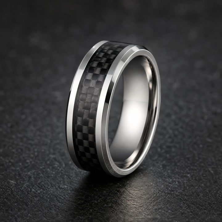 The Stratagem Tungsten and Carbon Fiber ring - hero view