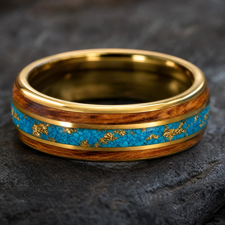 The Vein Koa Wood and Turquoise ring - inner view